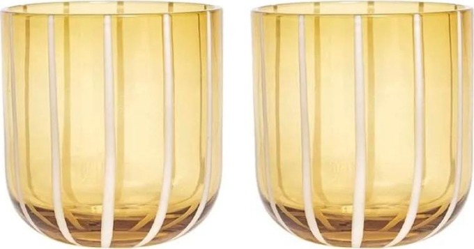 OYOY Sklenice Mizu Glass Amber 320 ml - set 2 ks, žlutá barva, sklo