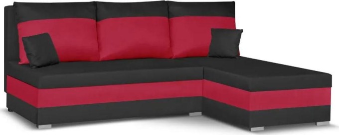 Rozkládací rohová sedací souprava GUSTO Černá/Červená - Pohodlná a funkční rohová sedačka GUSTO s úložným prostorem na ložní soupravu a funkcí spaní