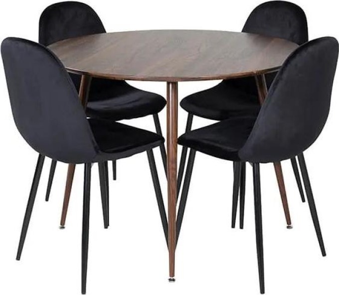 Nadčasová stolní souprava s kulatým elegantním stolem v hnědé / černé barvě