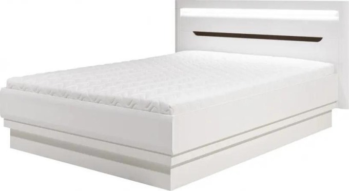 Moderní postel Irma IM16 s rozměry 180 x 200 cm, s možností volby bílého provedení nebo s tmavou lištou (dub maggio), bez matrace, roštu a úložného prostoru