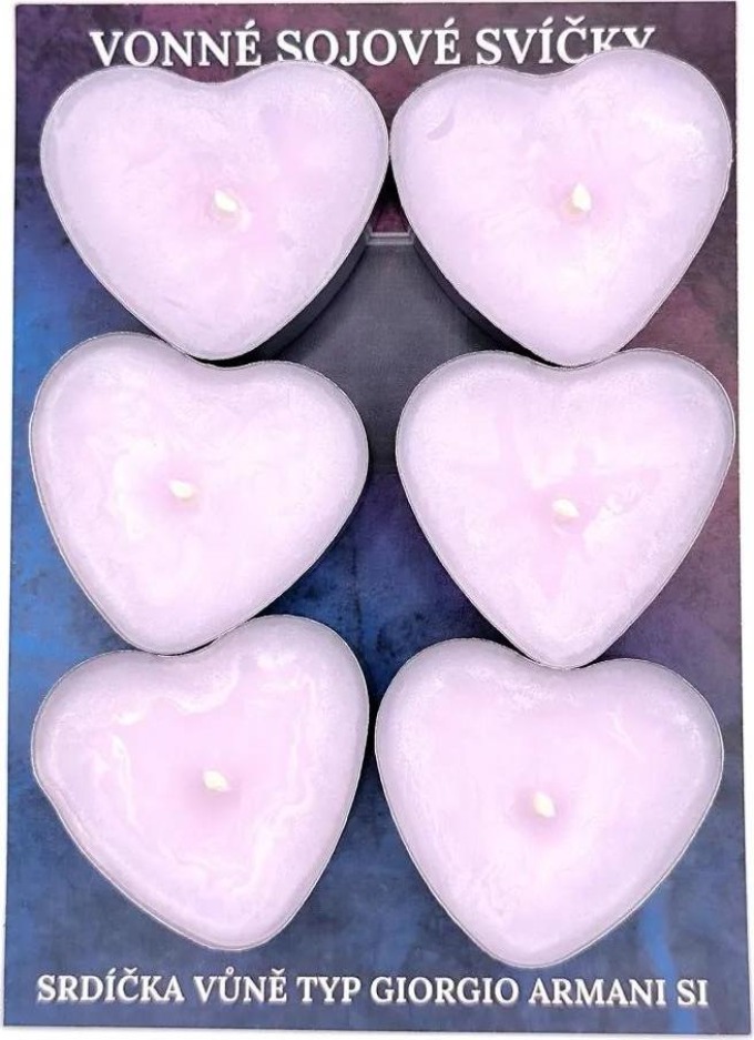 Set vonných sojových svíček ve tvaru srdce - vůně typu Giorgio Armani Si