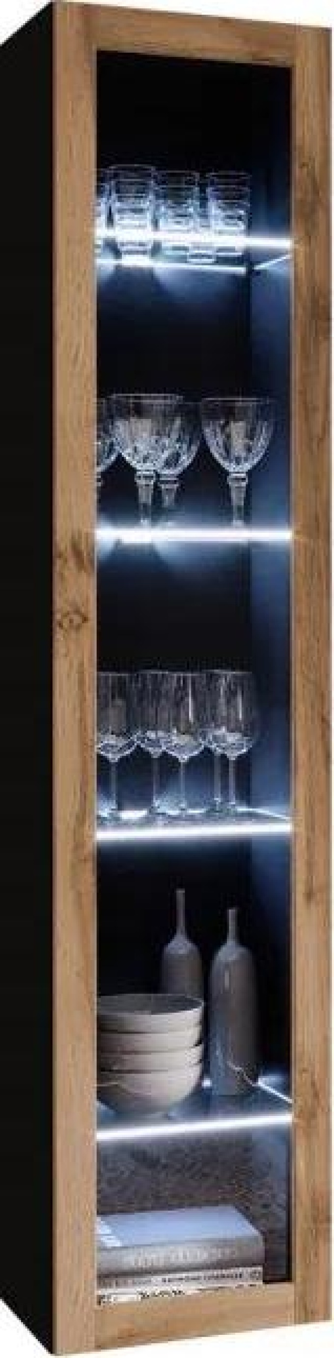 Vitrína Zigo sklo 180, Osvětlení: osvětlení LED - modré, Barva: černý / wotan