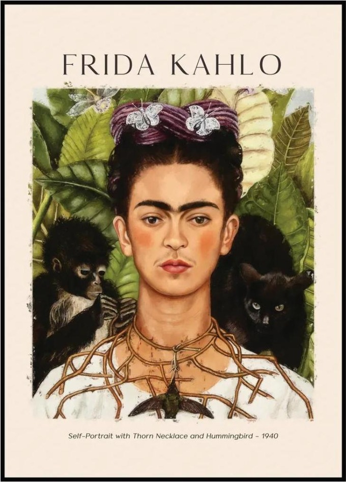 Frida Kahlo - Autoportrét s opicemi 1940 40 x 50 cm