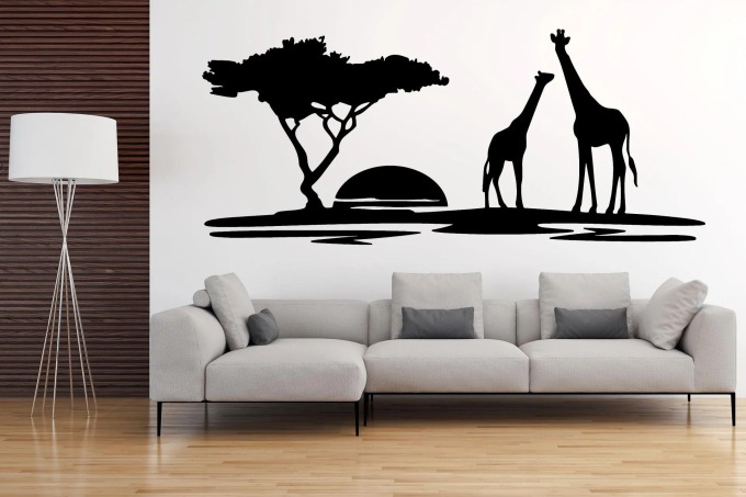 Samolepka na zeď Safari, černá, velikost 70x30cm, matný povrch, životnost 3-5 let
