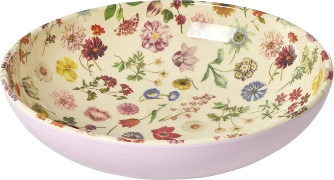 rice Velká melaminová mísa na salát Pink Floras Dream 2,5 l, růžová barva, krémová barva, melamin