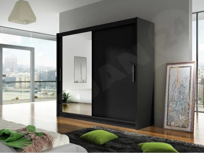 Skříň London VI, Barva: černá, Osvětlení: bez osvětlení