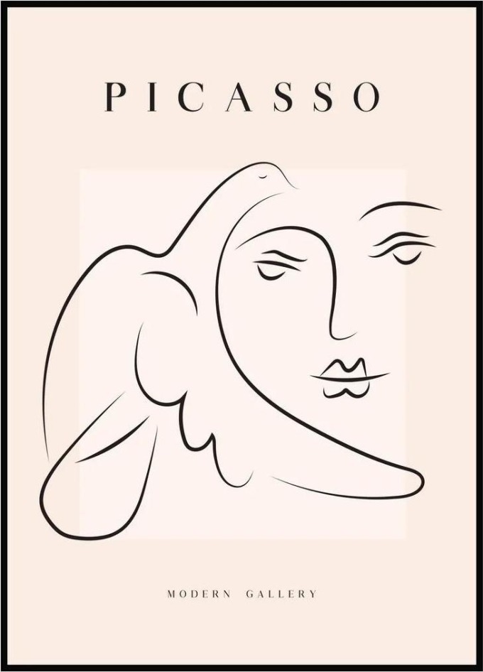 Pablo Picasso - Holubice a obličej 40 x 50 cm
