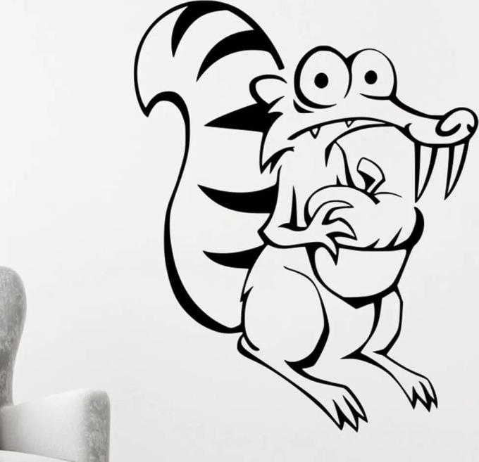 Živá Zeď Samolepka na zeď Veverčák Scrat Barva: černá