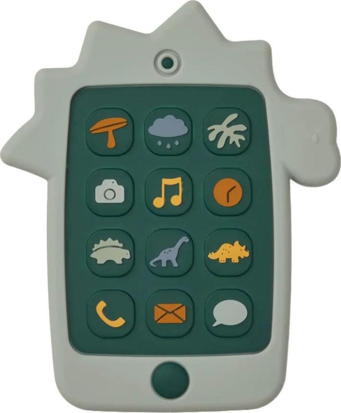 Silikonová hračka Thomas Phone Dino dove blue - Barevný telefon a kousátko pro rozvoj zručnosti dětí