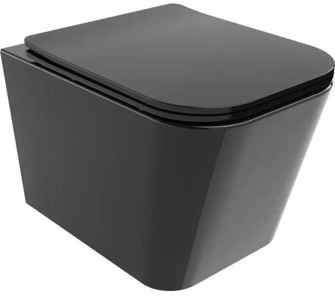 Mexen Teo WC mísa Rimless s pomalu padající deskou slim, duroplast, Černá - 30854070