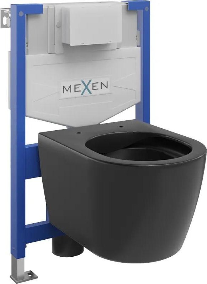 Mexen WC podomítkový set Felix XS-F stojan s WC mísou Carmen, Matná černá - 6803388XX85