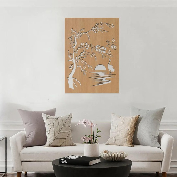dřevo života Dřevěná dekorace na stěnu SAKURA Rozměry (cm): 20x28, Barevný vzor: Buk