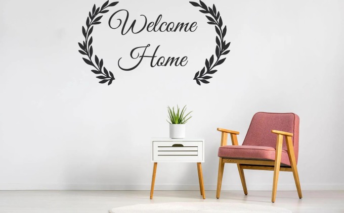 Lepy.cz Samolepka na zeď Welcome home Velikost (šířka x výška): l20x67cm, Barevná varianta: Světle šedivá