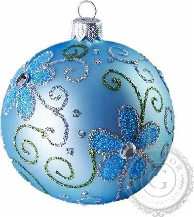 Vánoční koule modrá květy