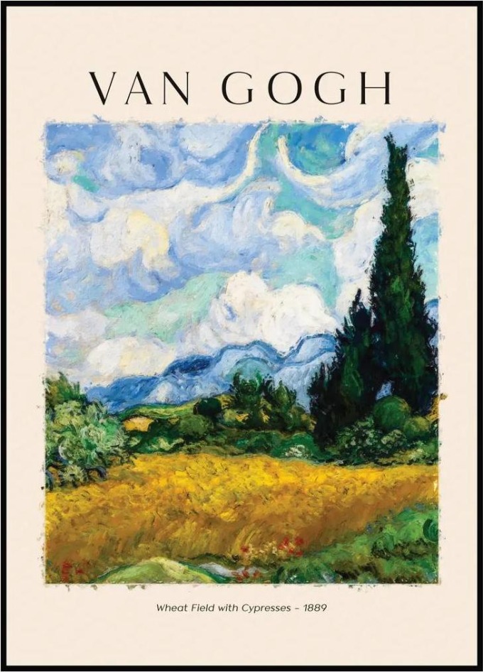 Vincent van Gogh - Pole s cypřiši A4 (21 x 29,7 cm)