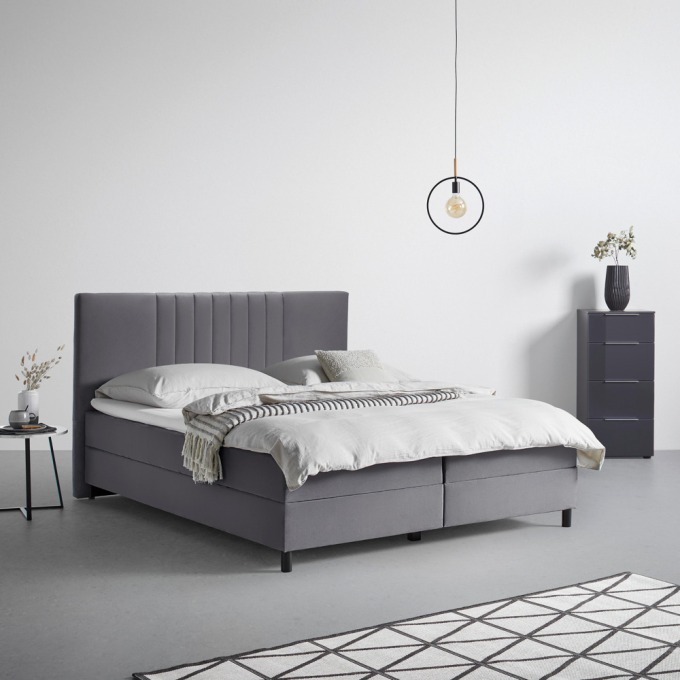 Boxspring Postel Roma Tm. Šědá, 180x200cm