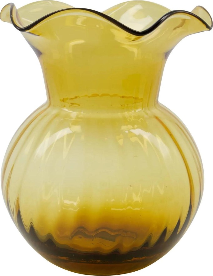 House Doctor Skleněná váza Pomp Amber, žlutá barva, sklo