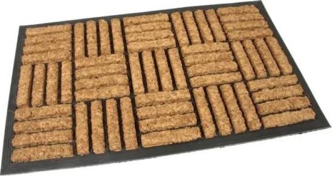 Kokosová čisticí rohož Lines Squares 45 x 75 x 2 cm