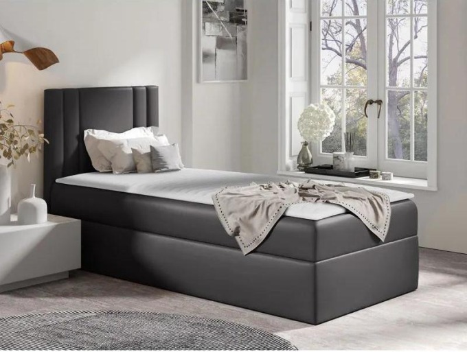 Jednolůžková postel Neresko Mini, Strana: levá, Rozměr postele: 80x200, Barva:: ekokůže Soft 020 (grafit)
