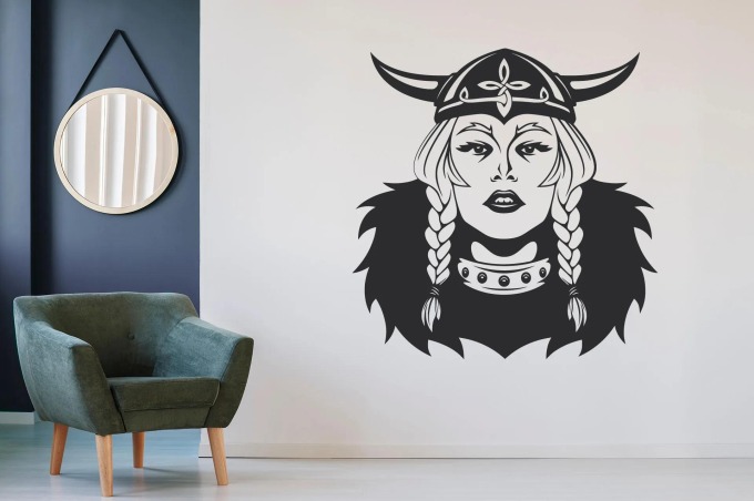 Lepy.cz Samolepka na zeď Vikingská žena Velikost (šířka x výška): 50x48cm, Barevná varianta: Černá