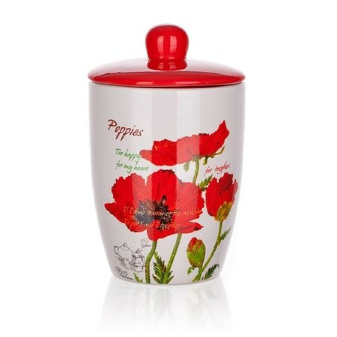 Banquet Keramická dóza s víkem Red Poppy, 600 ml