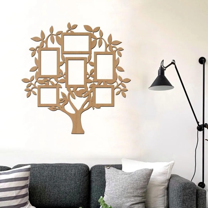 Dřevěný fotorámeček ve tvaru stromu pro originální dekoraci vzpomínek