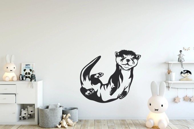 Lepy.cz Samolepka na zeď Vydra Velikost (šířka x výška): 60x53cm, Barevná varianta: Bílá
