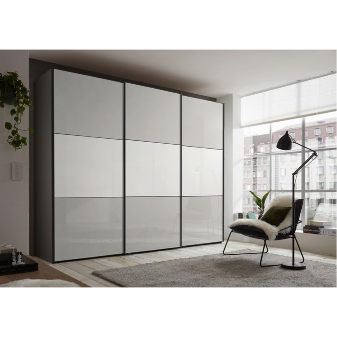 Skříň INCLUDO GLAS Sklo Bílé/šedé,š.cca 280cm