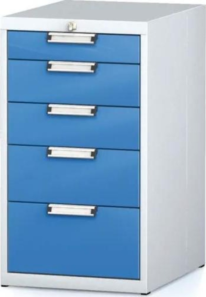 Alfa 3 Dílenský zásuvkový box na nářadí MECHANIC, 5 zásuvek, 480 x 600 x 840 mm, modré dveře