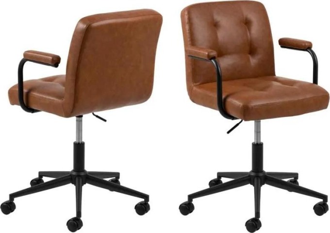 Elegantní kožená kancelářská židle s područkami v hnědém provedení