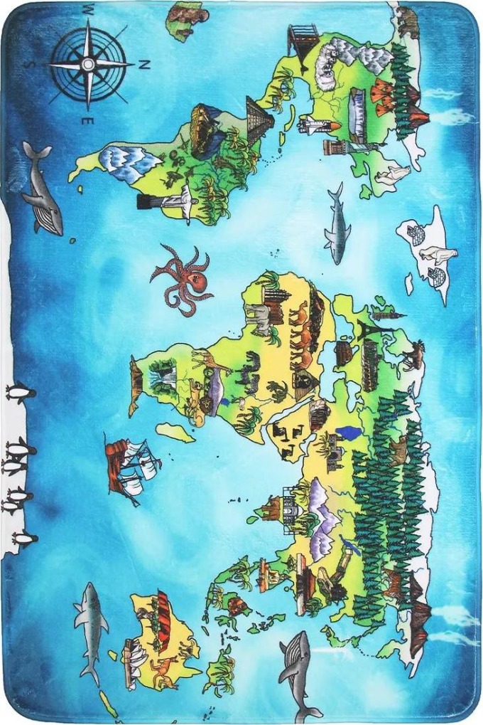 Koberce Breno Kusový koberec World Map, Modrá, Vícebarevné, 110 x 160 cm