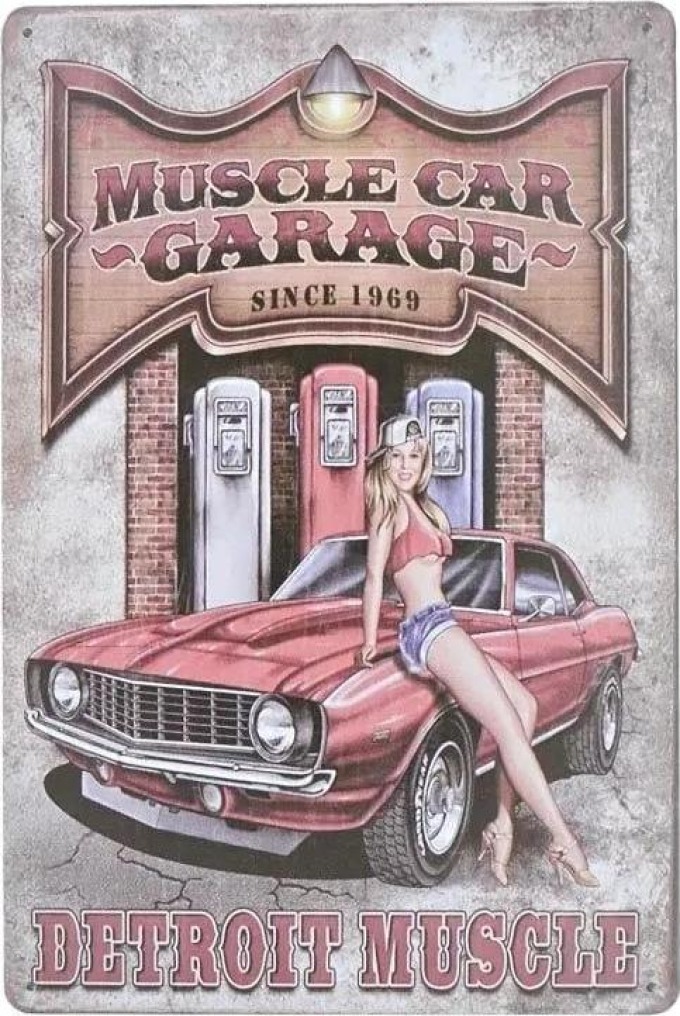 Kovová cedule Muscle Car Garage