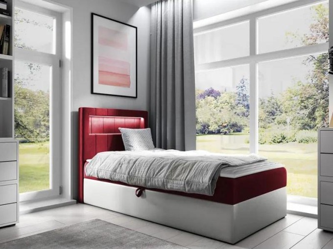Kontinentální jednolůžková postel Junior Ribezo 1, Strana: pravá, Rozměr postele: 80x200, Barva:: ekokoža Soft 017 (biała) + Fresh 08