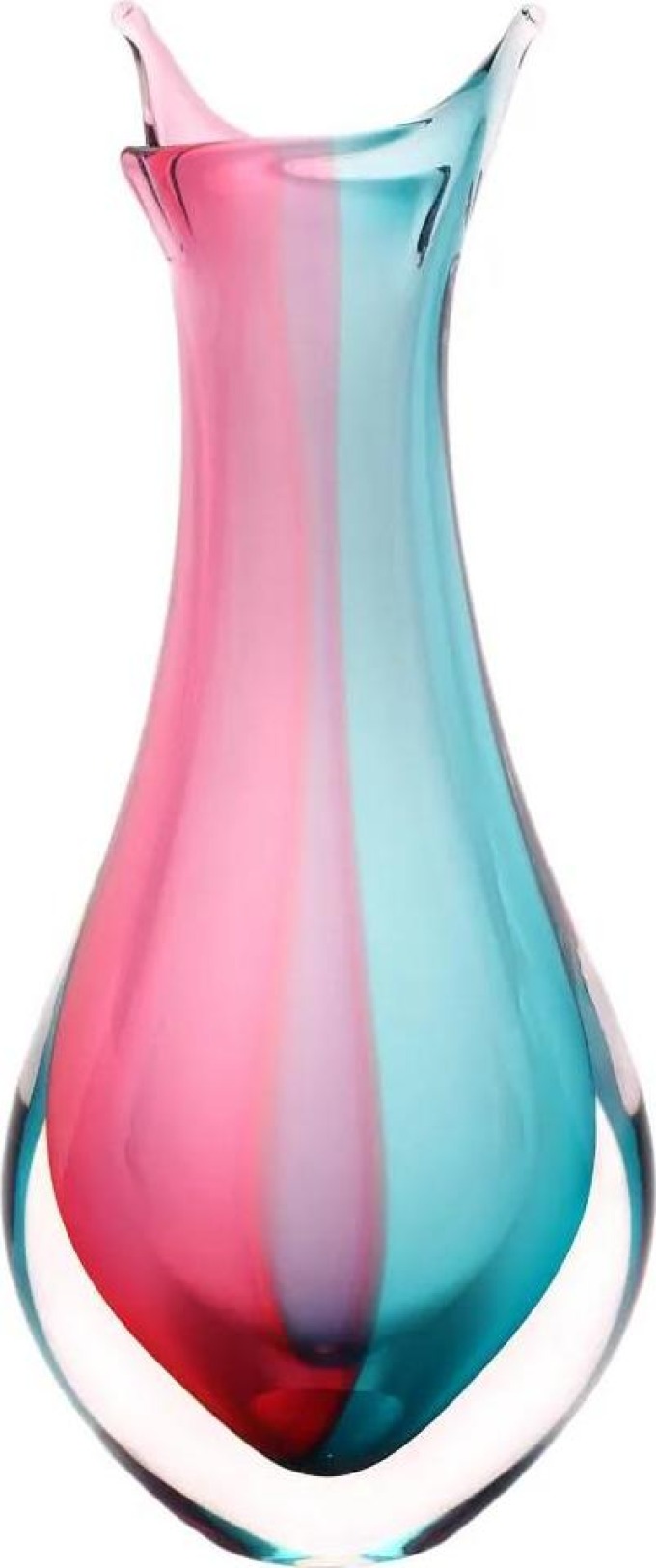 Skleněná váza hutní 09, růžová a tyrkysová, 26 cm | České hutní sklo od Artcristal Bohemia