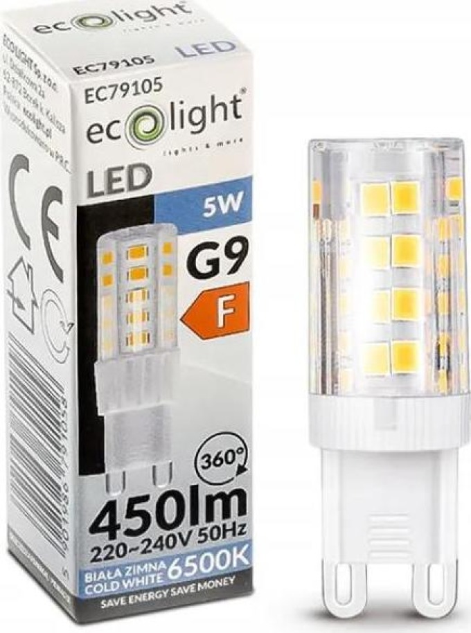 ECOLIGHT LED žárovka - G9 - 5W - studená bílá