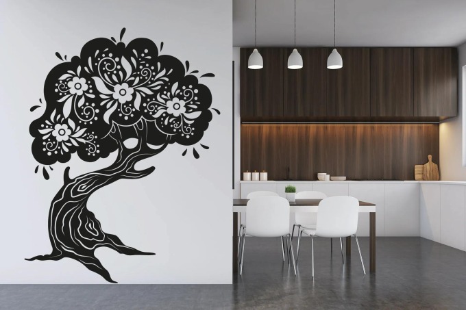 Lepy.cz Samolepka na zeď Strom pohádkový Velikost (šířka x výška): 91x120cm, Barevná varianta: Levandulová