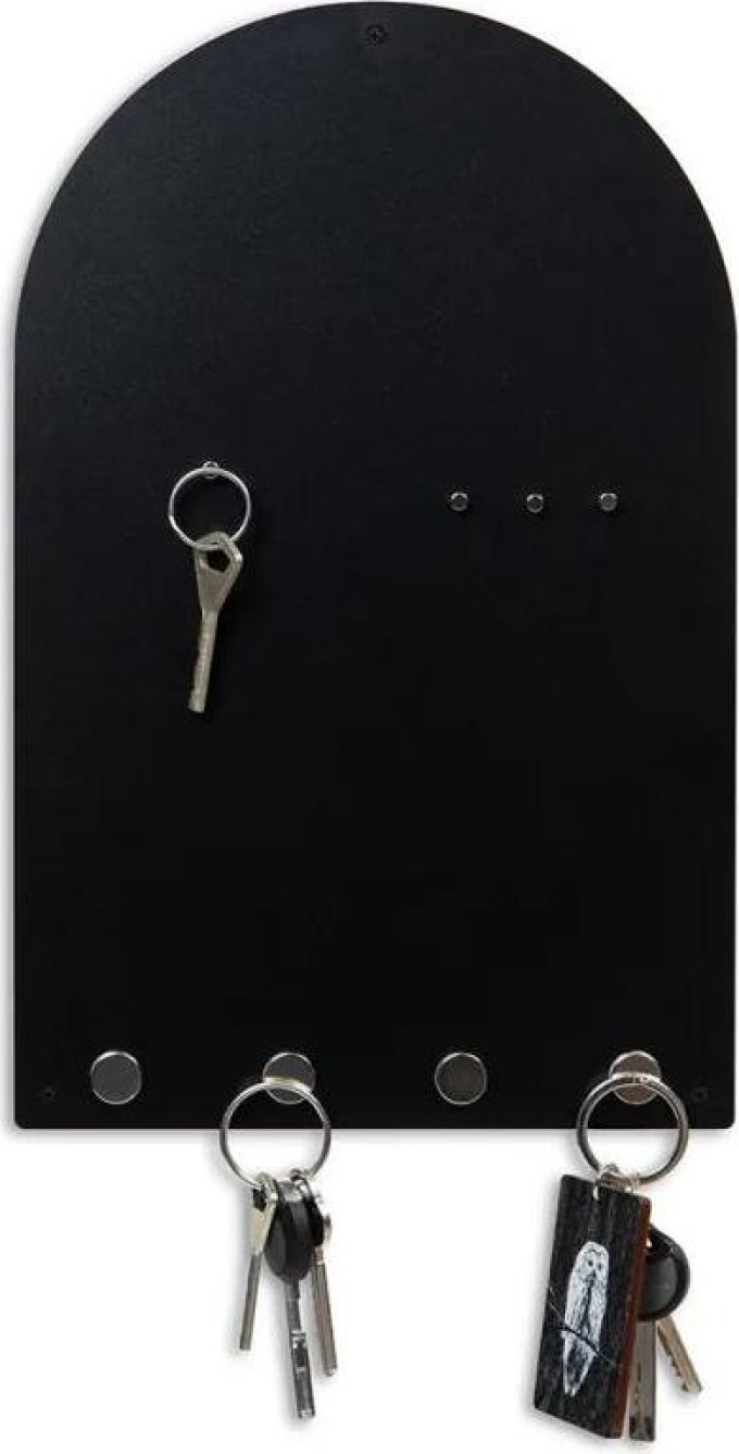 Magnetická tabule na klíče s minimalistickým designem a čtyřmi odnímatelnými magnety pro připnutí připomínek a vzkazů