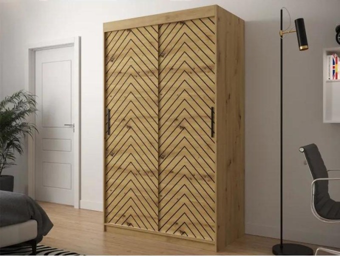 Posuvná skříň Ratintu 1 120 cm, Úložný prostor: ne, Barva: dub artisan / dub artisan + černá