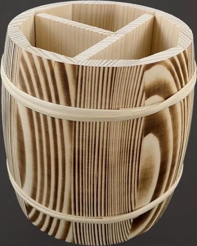 AMADEA Dřevěný stojan na příbory - Příborník soudek, masivní dřevo, 16 cm