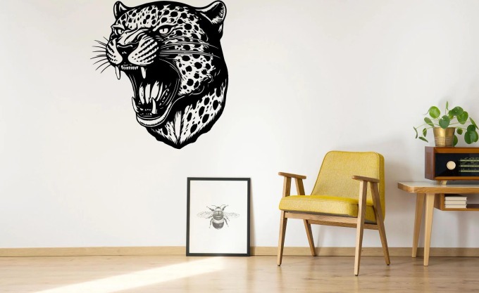 Lepy.cz Samolepka na zeď Leopard Velikost (šířka x výška): 55x60cm, Barevná varianta: Černá