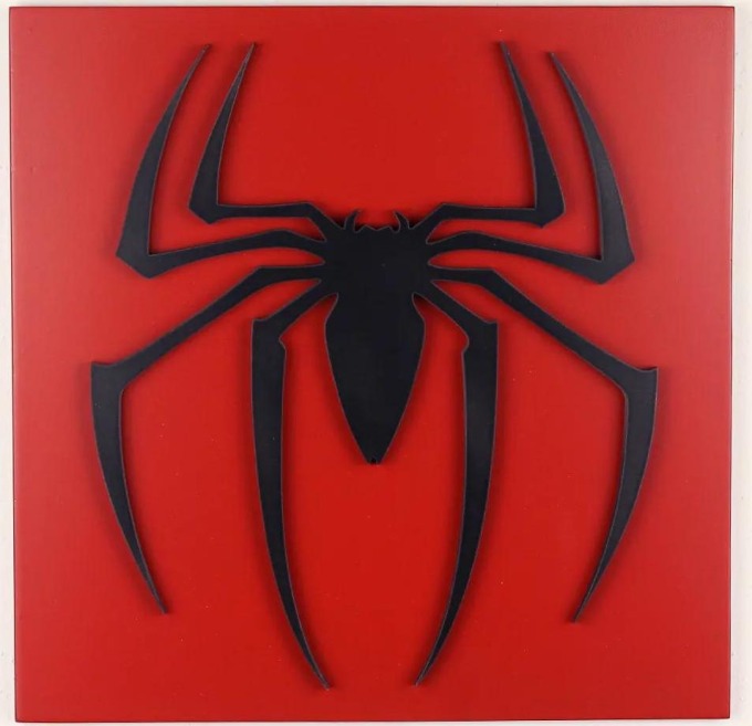 Živá Zeď 3D dřevěná dekorace znak Spiderman 30 x 30 cm