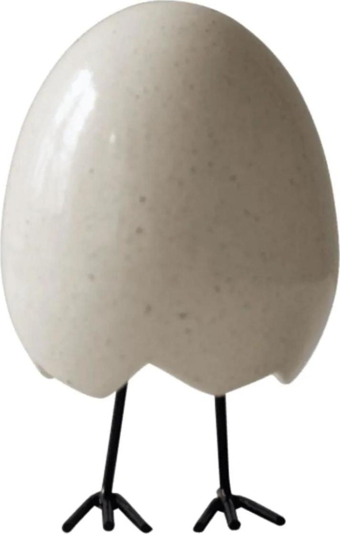 DBKD Velikonoční dekorace Happy Feet Vanilla, černá barva, krémová barva, kov, keramika