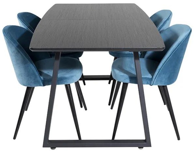 Inca Velvet stolní souprava černá / modrá
