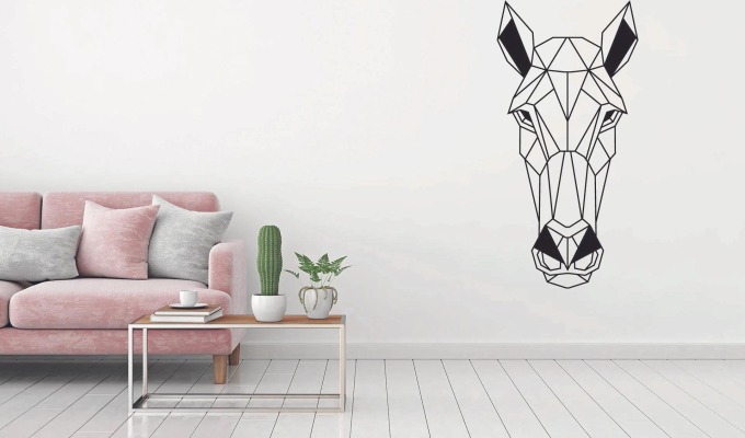 Lepy.cz Samolepka na zeď Kůň geometrický Velikost (šířka x výška): 75x153cm, Barevná varianta: Světle oranžová