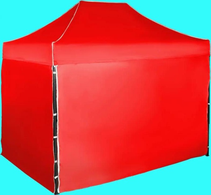 Nůžkový stan 3x2m ocelový, Červená, 4 boční plachty