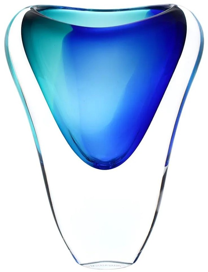 Skleněná váza hutní 05, modrá a tyrkysová, 15 cm | České hutní sklo od Artcristal Bohemia