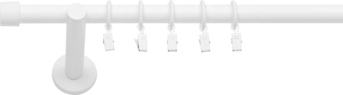 Bílá matná jednořadá garnýž Luna 19 mm o délce 120 cm s minimalistickým a elegantním designem