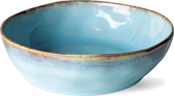 HK living Hluboký talíř na těstoviny 70's Ceramics Lagune 800 ml, modrá barva, keramika