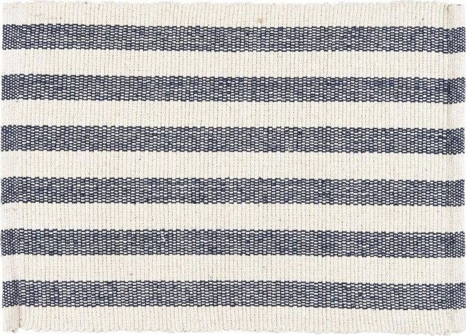 IB LAURSEN Bavlněné prostírání Dark Blue Stripes, modrá barva, textil