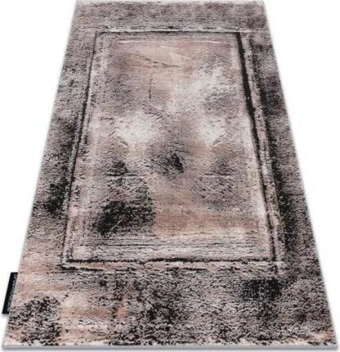 Moderní koberec DE LUXE 634 Rám vintage Strukturální šedá / růžový velikost 160x220 cm | krásné koberce cz